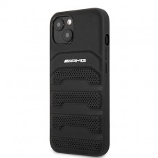 AMG iPhone 13 Hardcase Backcover - Debossed Lines - White Logo - Zwart