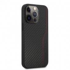 AMG iPhone 13 Pro Hardcase Backcover - Carbon - Red Stitching Zwart