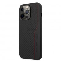 AMG iPhone 13 Pro Hardcase Backcover - Carbon - Red Stitching Zwart