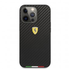 Ferrari iPhone 13 Pro Hardcase Backcover - Carbon - Italian Flag - Zwart