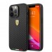 Ferrari iPhone 13 Pro Hardcase Backcover - Carbon - Metal Logo - Zwart