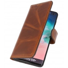 MF Handmade Leer Bookstyle Hoesje Samsung Galaxy S10e Bruin